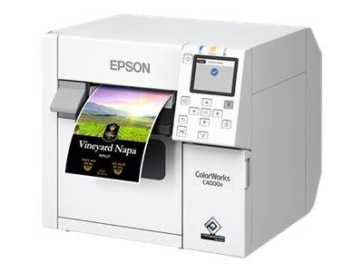 Epson ColorWorks CW-C4000E (BK) Label printer - colour - ink-jet - Roll (10.2cm) - 1200 x 1200 dpi - up to 100 mm/sec (mono) / up to 100 mm/sec (colour) - USB, USB host - cutter