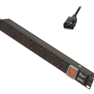 LINDY 1U 6 Way UK Sockets Horizontal PDU with IEC C14 Cable