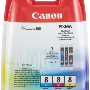 Canon CLI-8 Multipack 3-pack - yellow, cyan, magenta - original - ink tank - for PIXMA iP6600D, iP6700D, Pro9000, Pro9000 Mark II