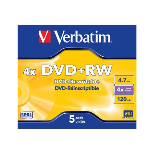 Verbatim DataLifePlus 5 x DVD+RW - 4.7 GB 4x - jewel case