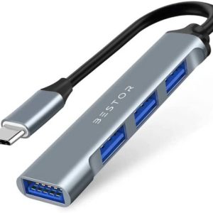 Bestor USB C Hub Multiport Adapter for MacBook Pro Air 2021 2020 31C 4-in-1 USB Hub (Type C to 4 USB-A Ports) USB Hub