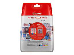 Canon CLI-571 C/M/Y/BK Photo Value Pack 4-pack - 7 ml - black, yellow, cyan, magenta - original - 100 x 150 mm 50 sheet(s) ink tank / paper kit - for PIXMA TS5051, TS5053, TS5055, TS6050, TS6051, TS6052, TS8051, TS8052, TS9050, TS9055